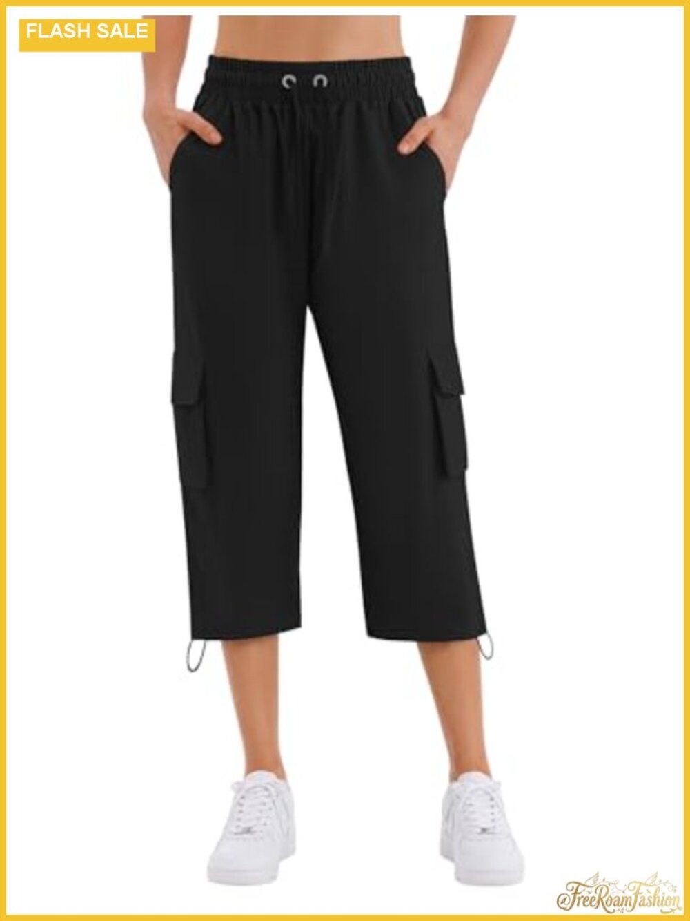 Women's Waterproof Hiking Capris with 6 Pockets Quick Dry Cargo Pants
